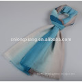 2015 New Fashion High Quality Yarn Dyed Wide 100% Wool Ombre Scarf For Lady